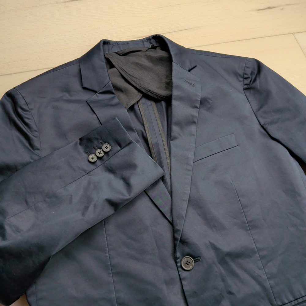 Vince Navy Blazer Jacket Mens 40R Navy Blue‎ Cotton Stretch Unlined Sport Coat
